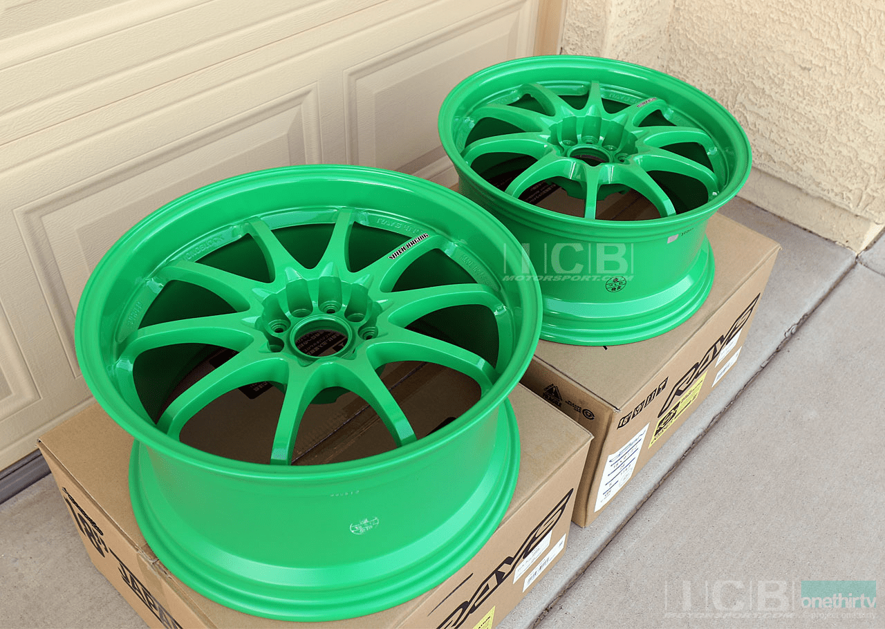 Rays Volk Racing CE28N Takata Green Wheels Set 5X114.3 17X8 +33 Offset 18X9.5 +28 Offset Honda/Acura NSX 91-2005 NA1 NA2