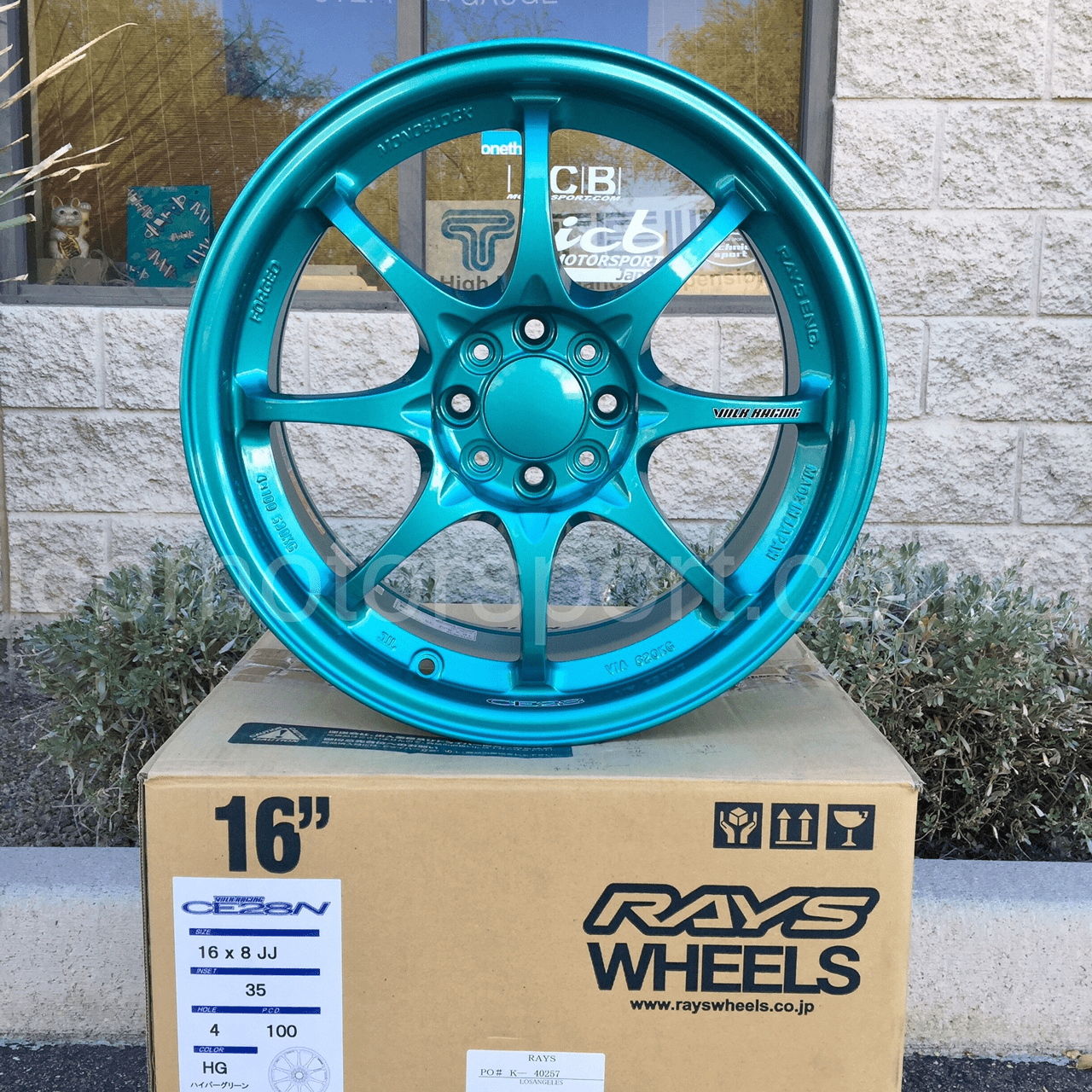 Rays Volk Racing CE28N Wheels 16X8 4X100 +35 Offset Hyper Green