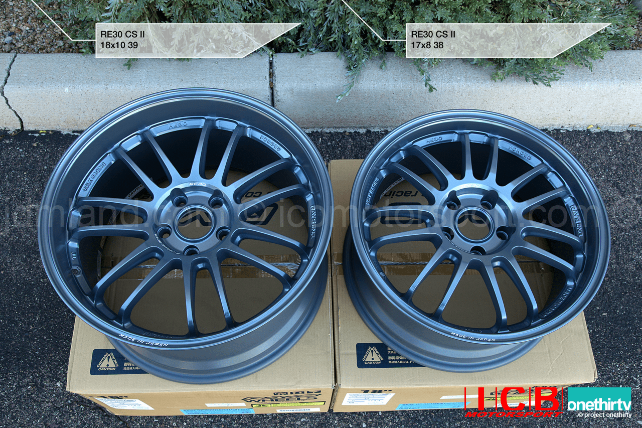 Rays Volk Racing RE30CSII Wheels 17x8 +38 Offset 18x10 +39 Offset 5X114.3 Matt Light Gray