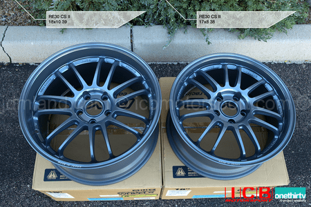 Rays Volk Racing RE30CSII Wheels 17x8 +38 Offset 18x10 +39 Offset 5X114.3 Matt Light Gray