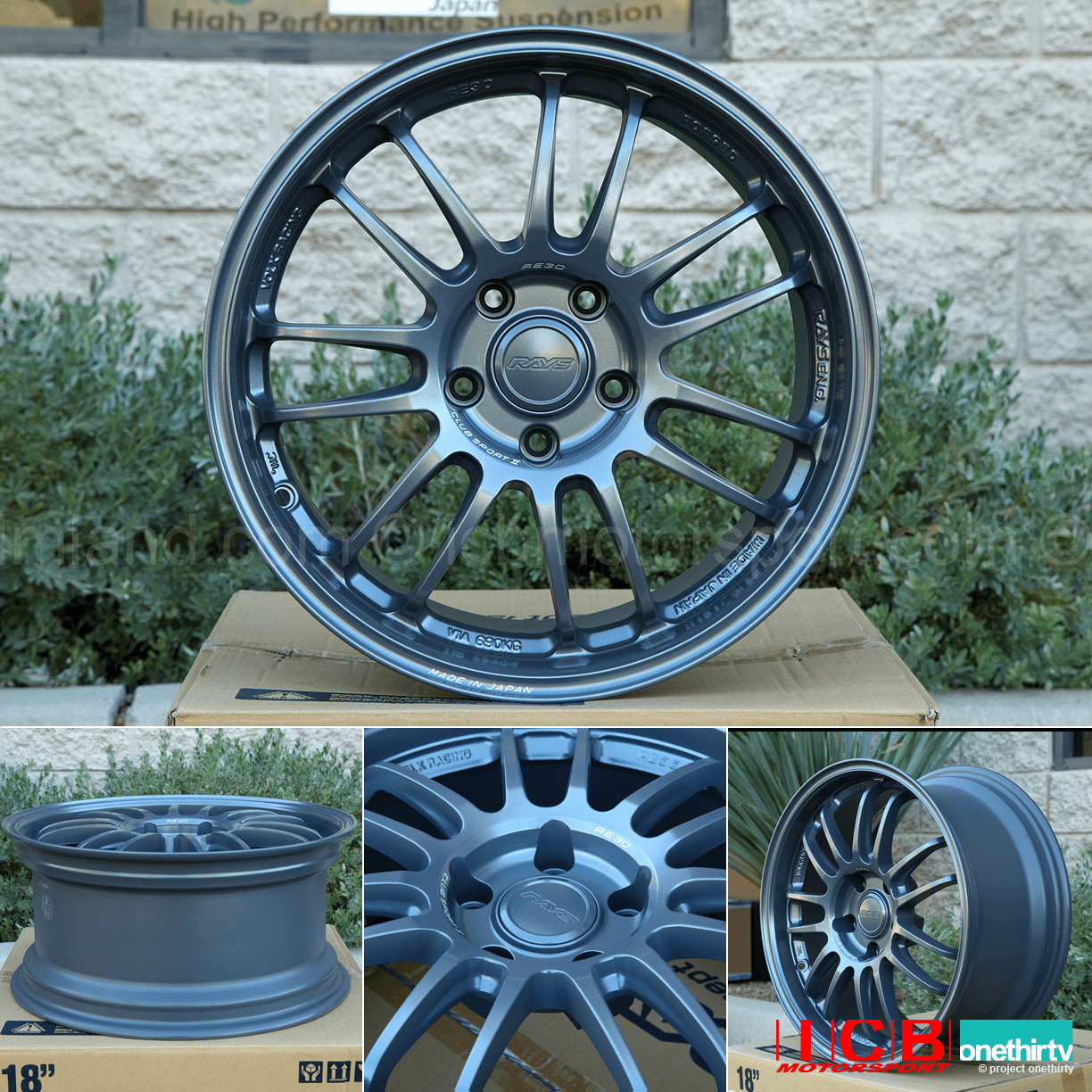 Rays Volk Racing RE30CSII Wheels Set 17X8 5X114.3 +38 Offset Matt Light Gray