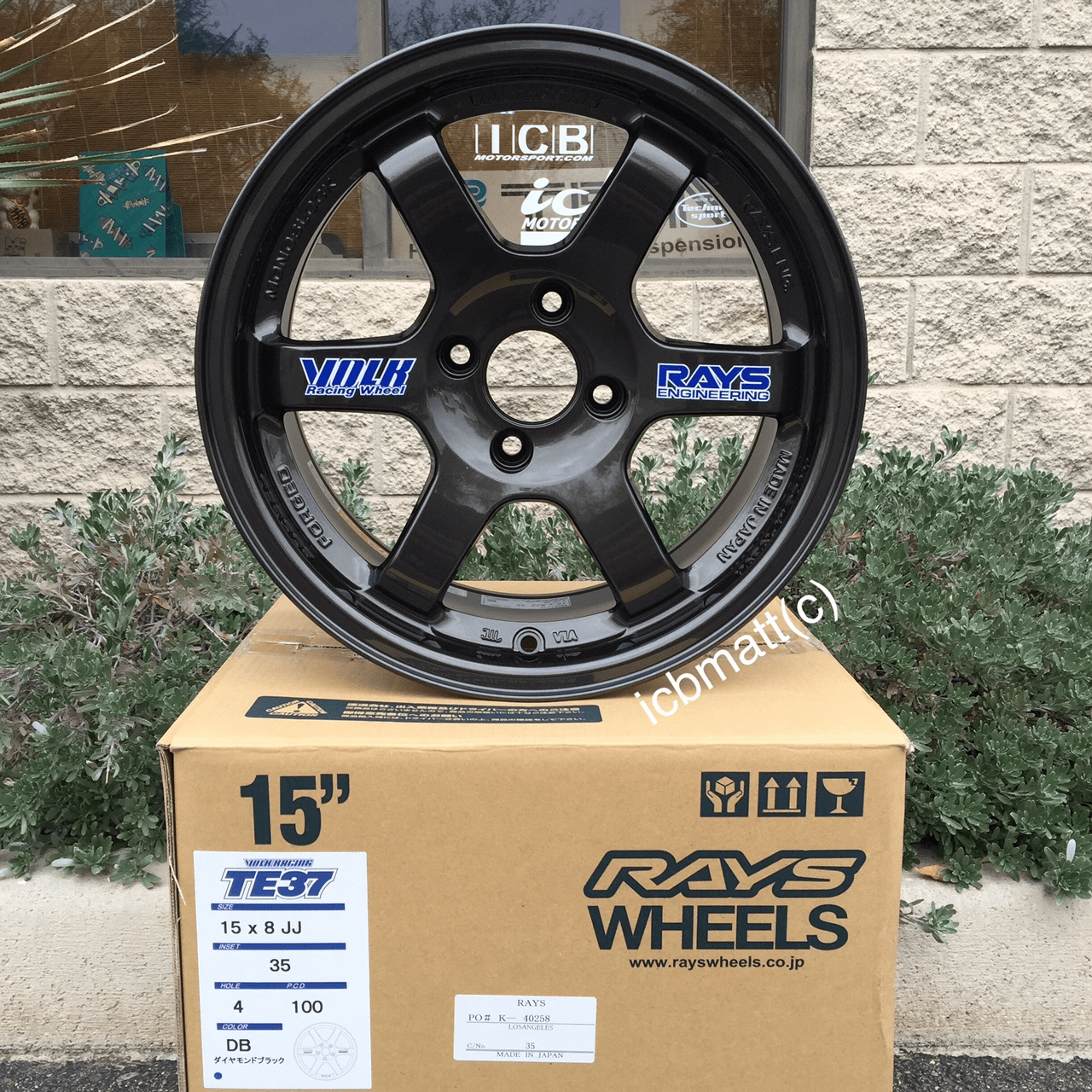 Rays Volk Racing TE37 Wheels 15X8 4X100 +35 Offset Diamond Black