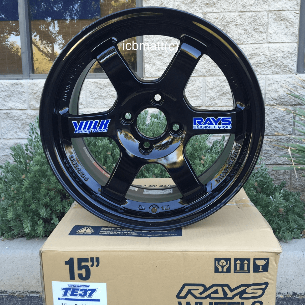 Rays Volk Racing TE37 Wheels 15X8 4X100 +35 Offset Gloss Black