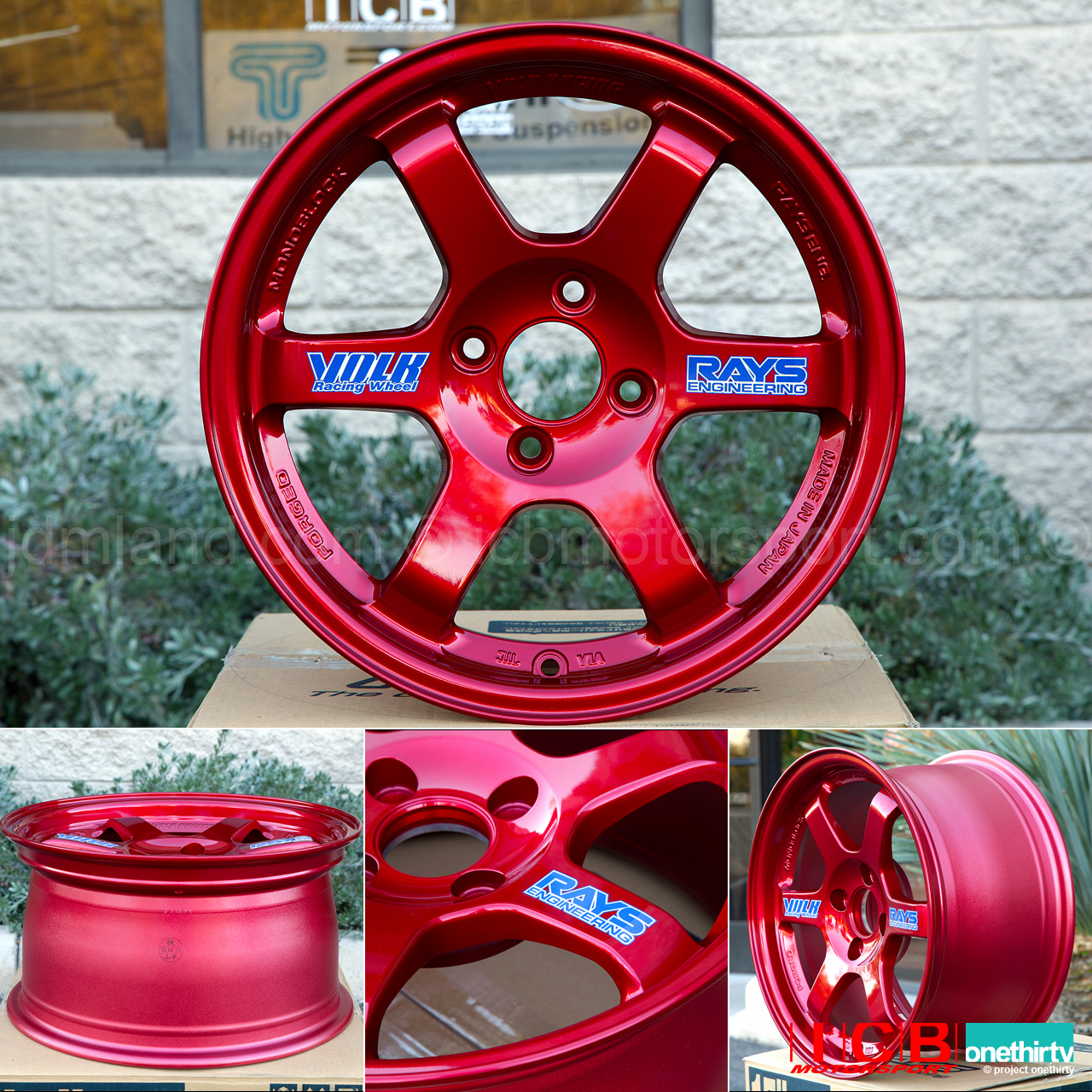 Rays Volk Racing TE37 Wheels 15X8 4X100 +35 Offset Hyper Red
