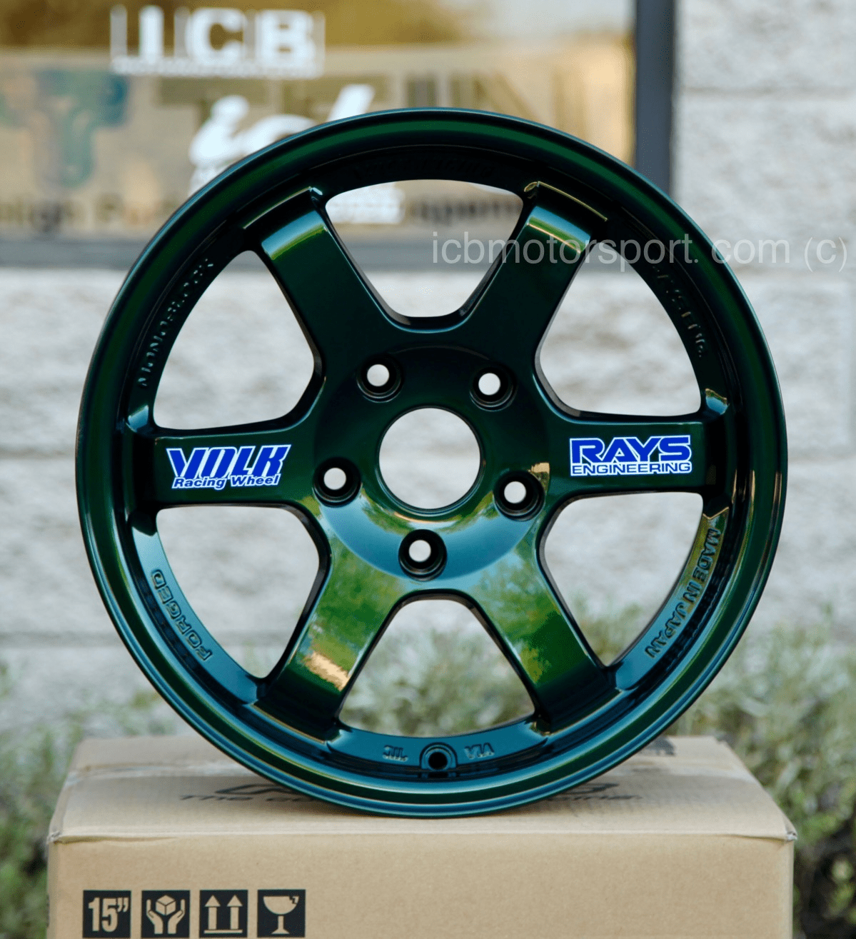 Rays Volk Racing TE37 Wheels 15X8 4X100 +35 Offset Racing Green