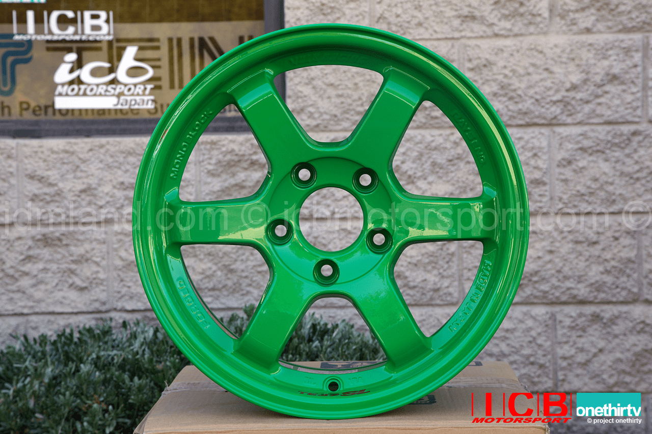 Rays Volk Racing TE37SL Limited Edition Super Lap Wheels 15X8 4X100 +25 Offset Takata Green