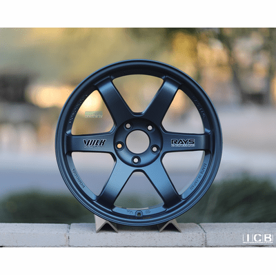 Rays Volk Racing TE37SL Tribute Edition Matte Blue Gunmetal / Mag Blue Wheels 18X9.5 5X114.3 +22 Offset GTR Concave Face