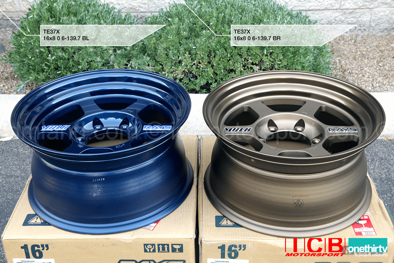 Rays Volk Racing TE37X OG Wheels 16X8 6X139.7 0 Offset Large P.C.D. Bronze Hyper Blue Hyper Red Diamond Black Hyper Red Gold
