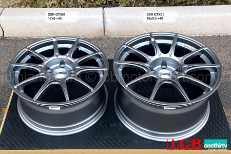 SSR GTX01 NSX Spec 17x8 +45 Offset 18X9.5 +40 Offset 5X114.3 Dark Silver