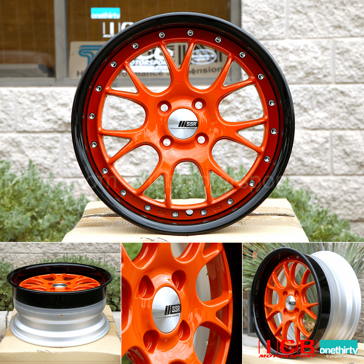 SSR Professor MS3R Orange Face Black Satin Lip 3 Piece 16X8 4X100 +39 Offset 65mm Lip