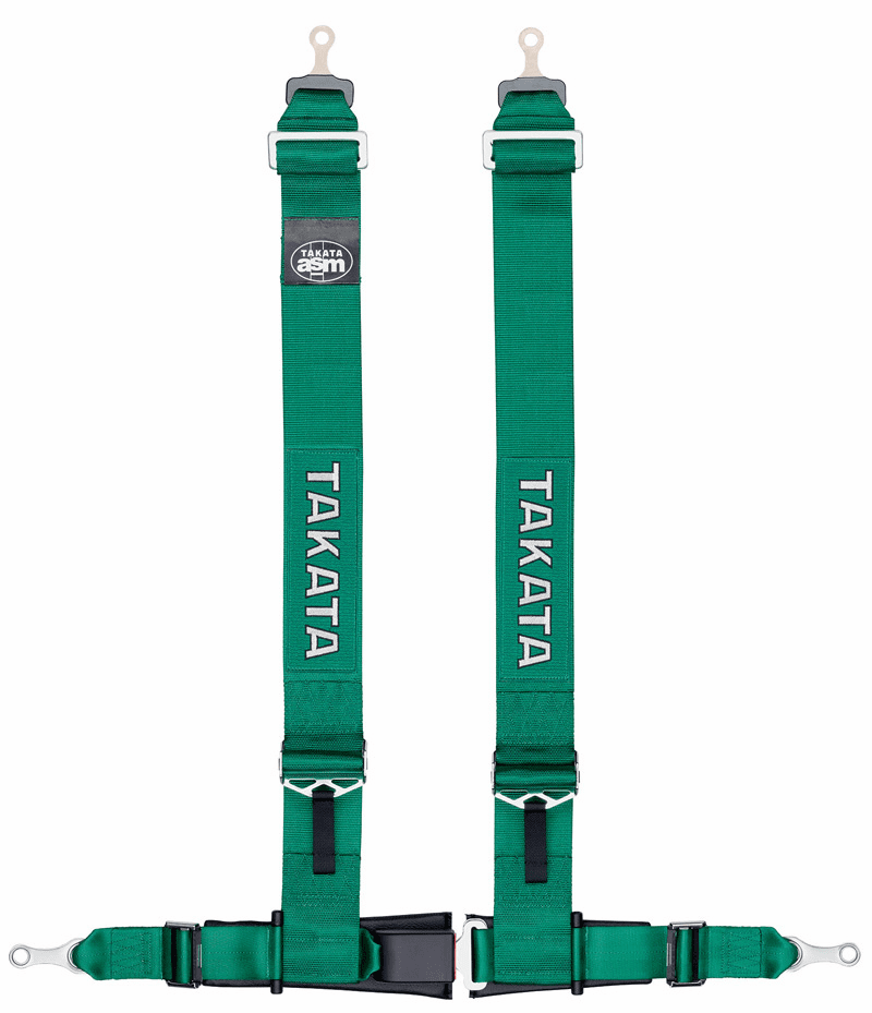 TAKATA SEAT BELT HARNESS: RACE 4-POINT BOLT-ON (BLACK or GREEN)