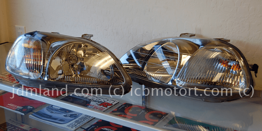 Used JDM EK9 Civic Type R 96-98 Gunmetal Housing Headlights SOLD