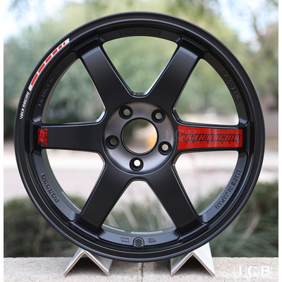 Volk Racing TE37SL Black Edition III Wheel (Pressed Black / Rim REDOT) 5X114.3 19X9.5 +39 Offset Non-Concave Face / Max BBK Clearance