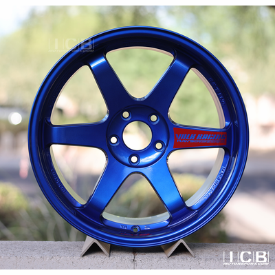 Volk Racing TE37SL Wheels 5X120 19X9.5 +21 Offset 19X10.5 +22 Offset Concave FACE Hyper Blue