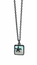 Gunmetal Starfish Aqua Petite SQ Necklace