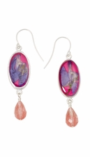 Larkspur Magenta Oval Earrings w/drop