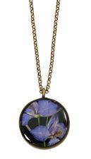 Purple Larkspur on Black MED RND Necklace