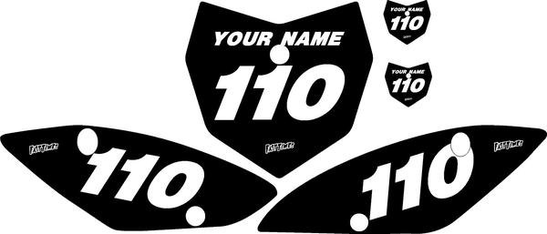 2010-2026 Kawasaki KLX110 "Black & White" Pre-Printed Backgrounds by Fast Times