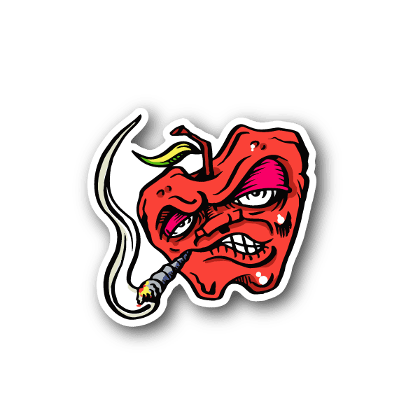 Grumpy Stoned Apple Sticker|Vinyl Stickers|Marijuana Stickers|Clear ...
