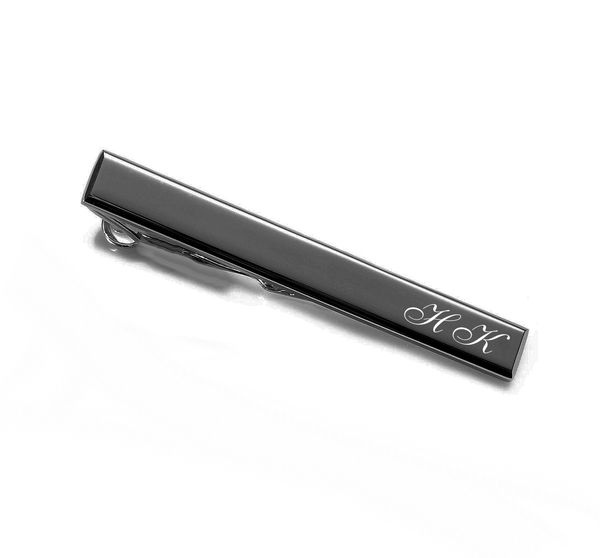 Gunmetal Edged Tie Clip > Engraved Tie Clips