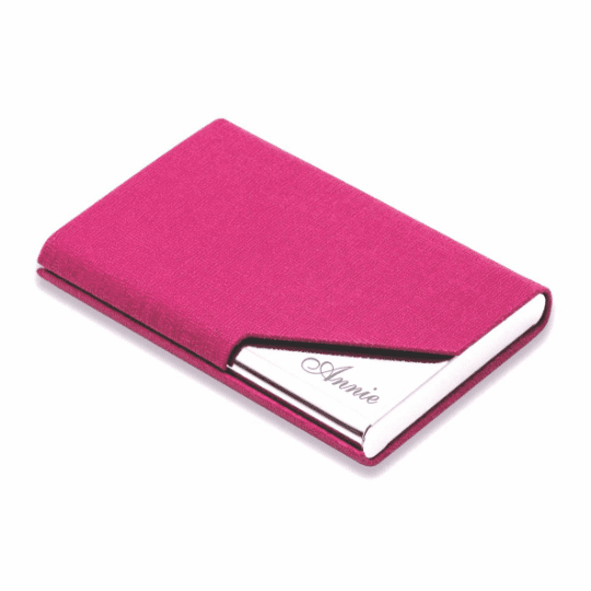 Rose Pink Business Card Holder > Engraved Business Card Cases
