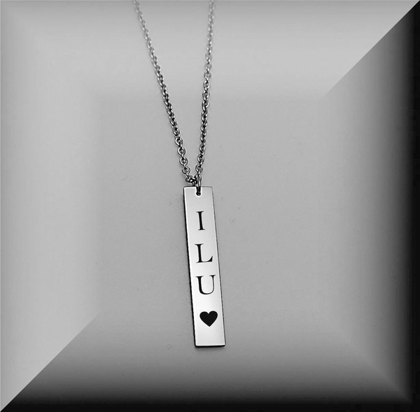 Silver Vertical Nameplate Name bar Necklace > Engraved Necklaces