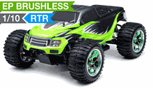 Exceed RC HSP Off Road Truck Radio Car 1/10 Brushless PRO 2.4Ghz Electric Infinitive EP RTR Off Road Truck (AA Green) RC Remote Control with Aluminum Shocks + 3s LiPo Ready