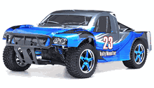 Exceed RC 1/10th 2.4Ghz Brushless Short Course Rally Monster Electric RTR Racing Truck (AA Blue) RC Remote Control Rally Truck Radio Car with Aluminum Shocks + 3s LiPo Ready