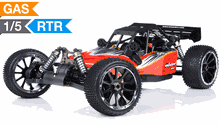 Exceed RC Barca 1/5th Giant Scale 32cc Gasoline Powered Off-Road with Fail Safe Remote Control RC Buggy Ready to Run RC Remote Control Buggy (AA Red) 