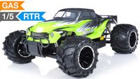 Exceed RC Hannibal 1/5th Giant Scale 32cc Gasoline Engine Remote Controlled Off-Road RC Monster Truck Ready to Run RTR with Fail Safe RC Remote Control Monster Truck Radio Car (AA Green) 