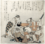 Kintoki Being Served Sake with Courtesans