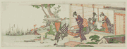 Ladies Trading With a Peddler of Cosmetics and Accessories