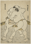 The Sumo wrestlers Uzugafuchi Kandayu and Takasaki Ichijuro