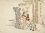 Travelers Stopping at a Mile Post