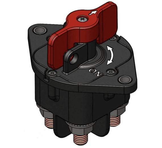 5-100VDC 500Amp Lockout Battery Disconnect�RED Handle - 601D-500R
