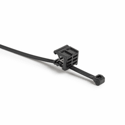 Outside Serrated Cable Tie with Edge Clip, 8.0" Long, EC23, 3 - 6 mm Panel, 50lb, PA66HS, Black, 500/pkg