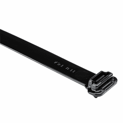 Wide Strap Cable Tie, 9.1"L, 0.375 - 2.25" Bundle Dia, 120lb Tens Stngth, PA66HIRHSUV, Black, 300/pkg