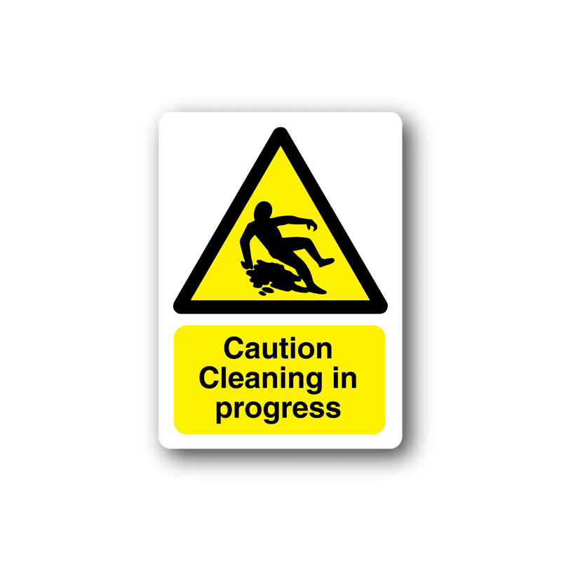 Caution Cleaning In Progress Rectangle Sticker
