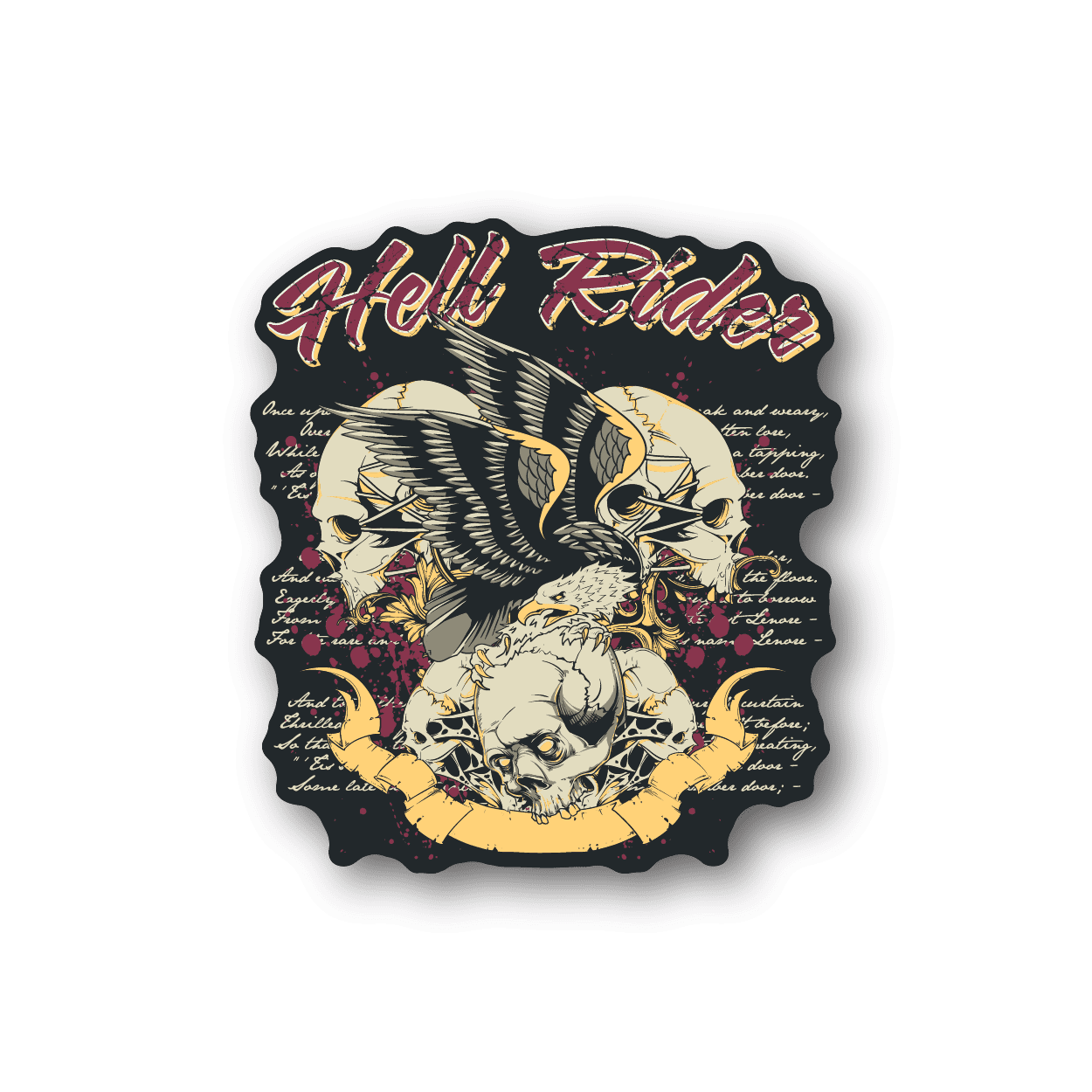 Hell Rider Skull Crow Sticker
