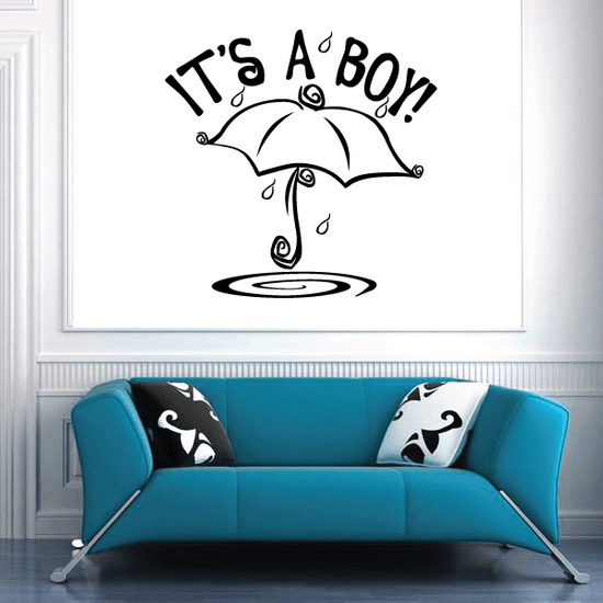 It is a Boy Baby Raining Umbrella Wall Decal