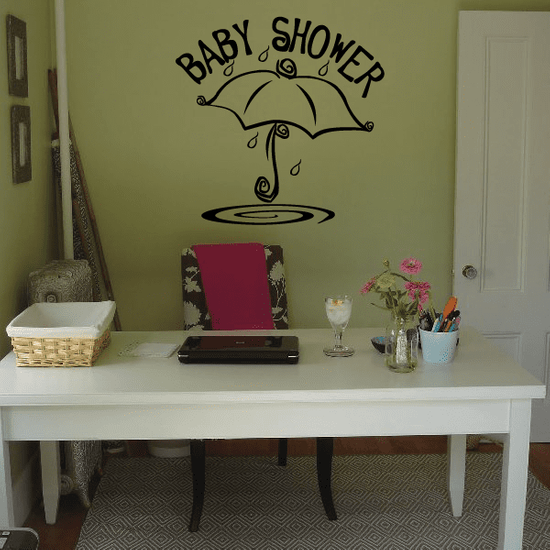 Raining Baby Shower Umbrella Wall Decal