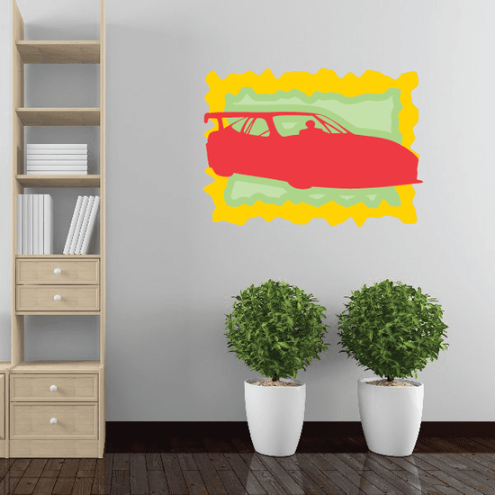 Red And Yellow Race Car Sticker