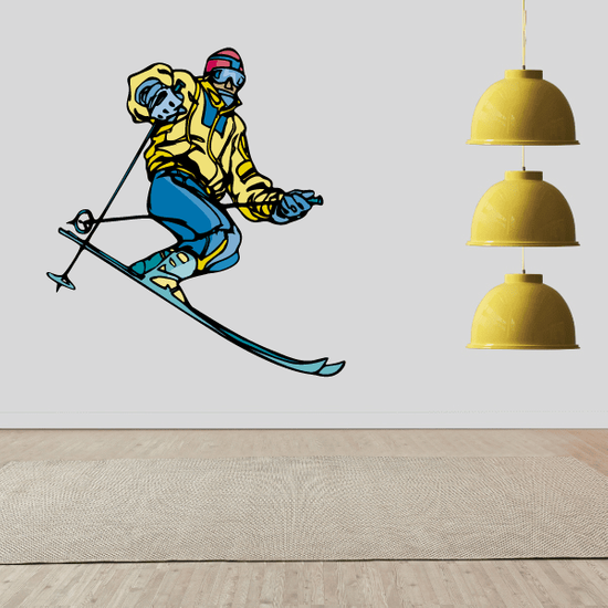 Skiing Wall Decal - Vinyl Sticker - Car Sticker - Die Cut Sticker ...