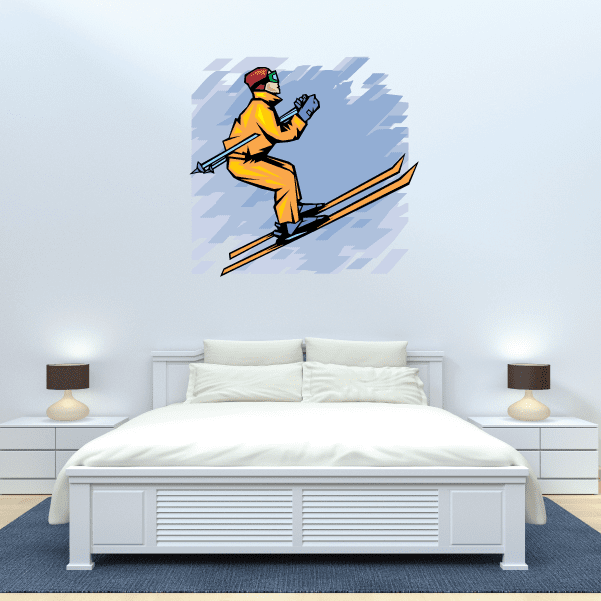 Skiing Wall Decal - Vinyl Sticker - Car Sticker - Die Cut Sticker ...