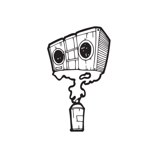 Spray Paint Can Boombox Decal
