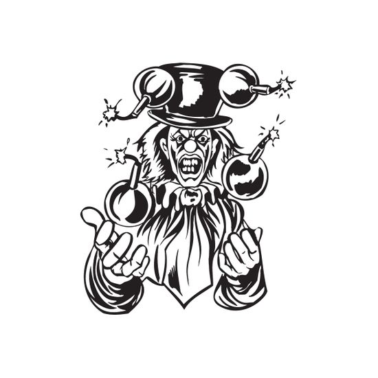 Top Hat Clown Juggling Bombs Decal
