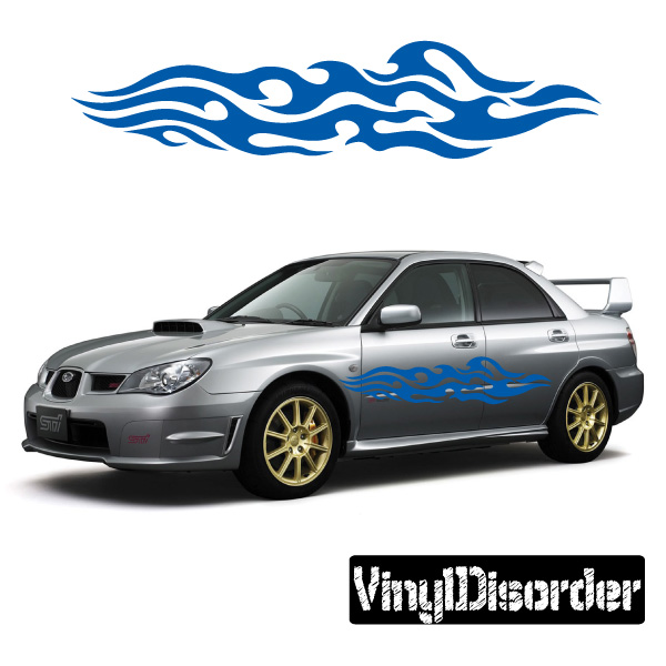 X2) Tribal Flame Design Stickers Decals Car Van Bike Helmet Boat 220x50mm White