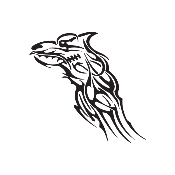 Growling Tribal Wolf Head