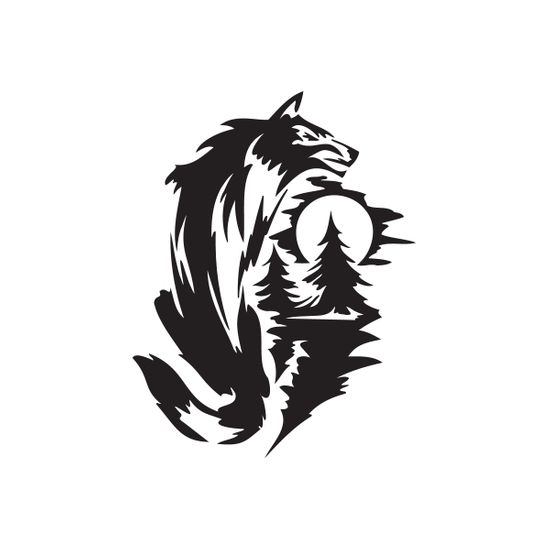 Wolf and Moon Forest Decal