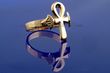 18k Gold Ankh w/ louts flowers Ring